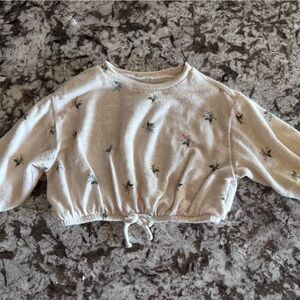Old Navy Cream Baby Crop with Floral Design